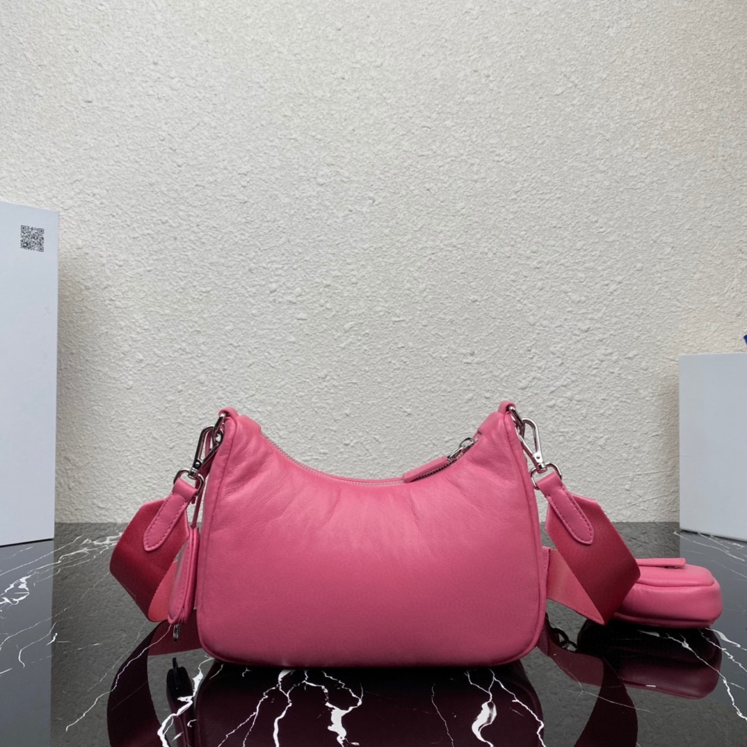 Prada Padded Nappa Leather Re Edition 2005 Shoulder Bag Geranium Pink 1BH204